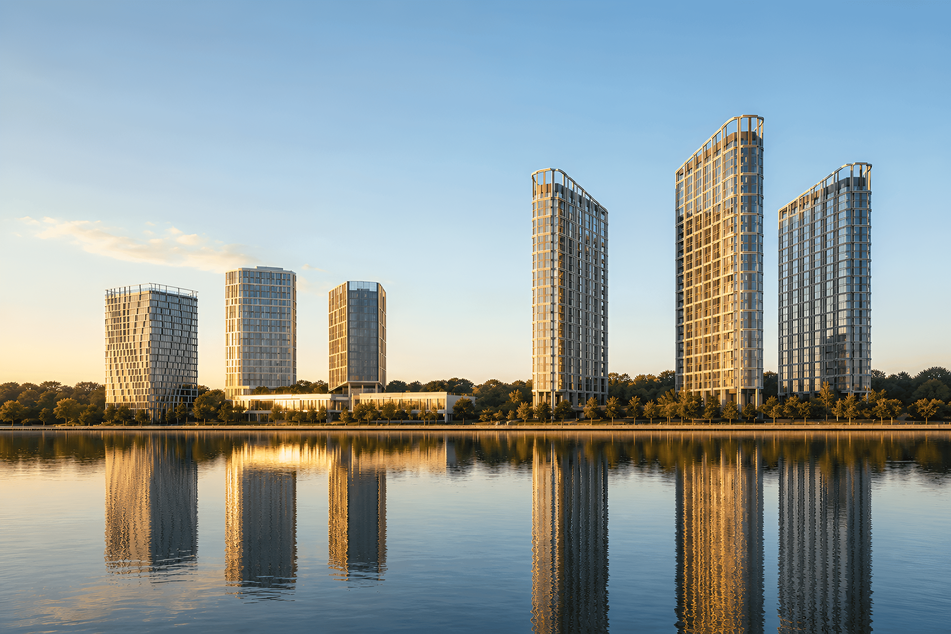 Набережная и водные просторы вокруг квартала Dream Riva